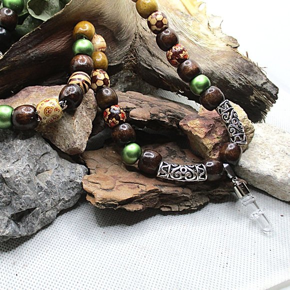 ADULT CREMATION PENDANT WITH BEADED NECKLACE ROLO CHAIN STAINLESS STEEL - Picture 10 of 10